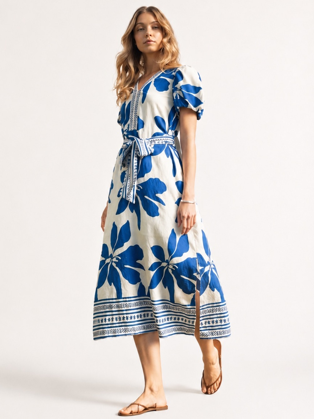 Jodifl Boutique Floral Tie-Waist Midi Dress